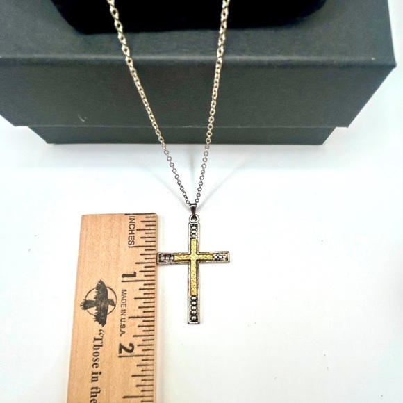 Vintage Silver and Gold Cross Pendant Necklace​​​ - Picture 8 of 8
